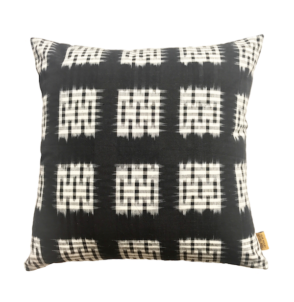 Dropped Check Ikat Cushion